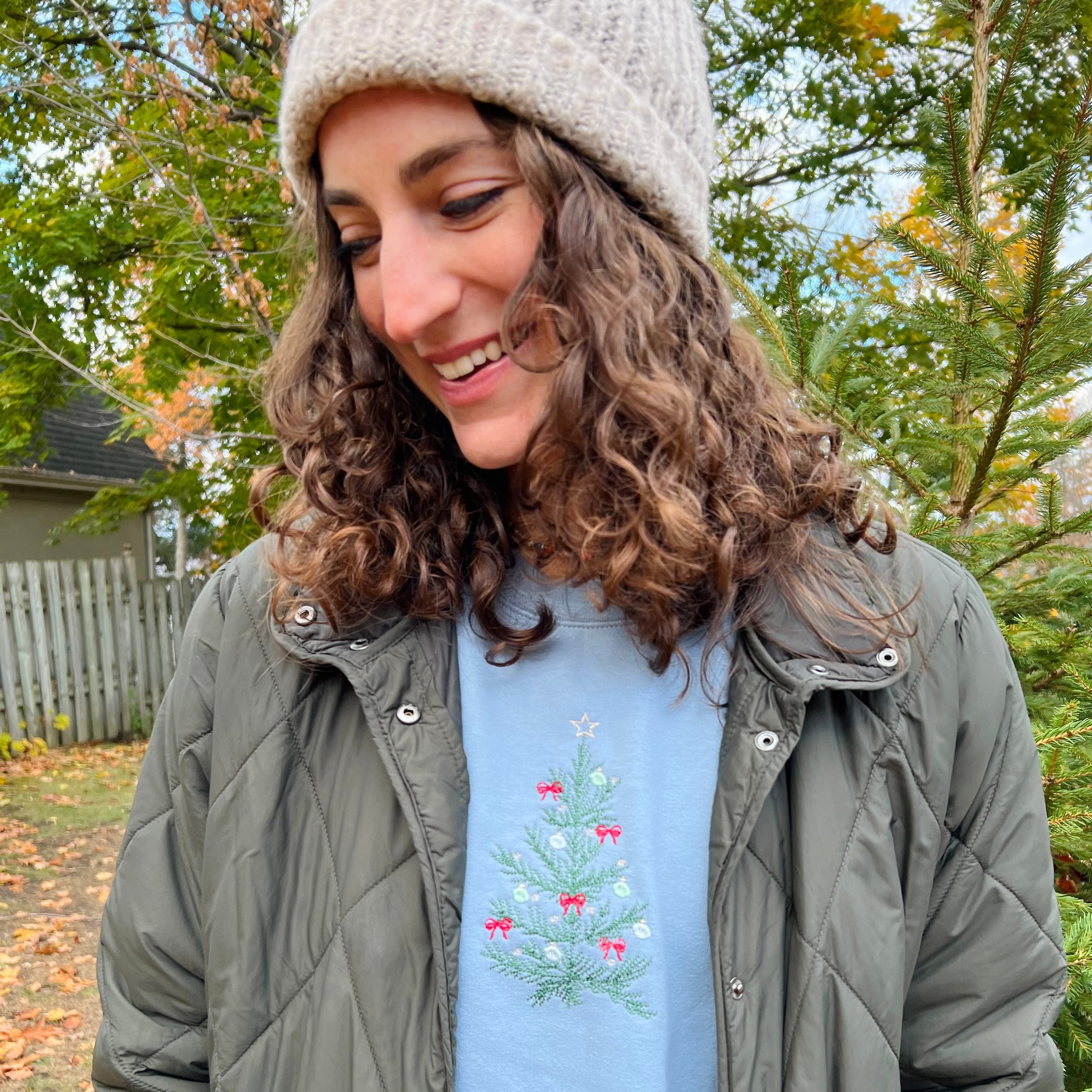 Blue Christmas Tree Crewneck