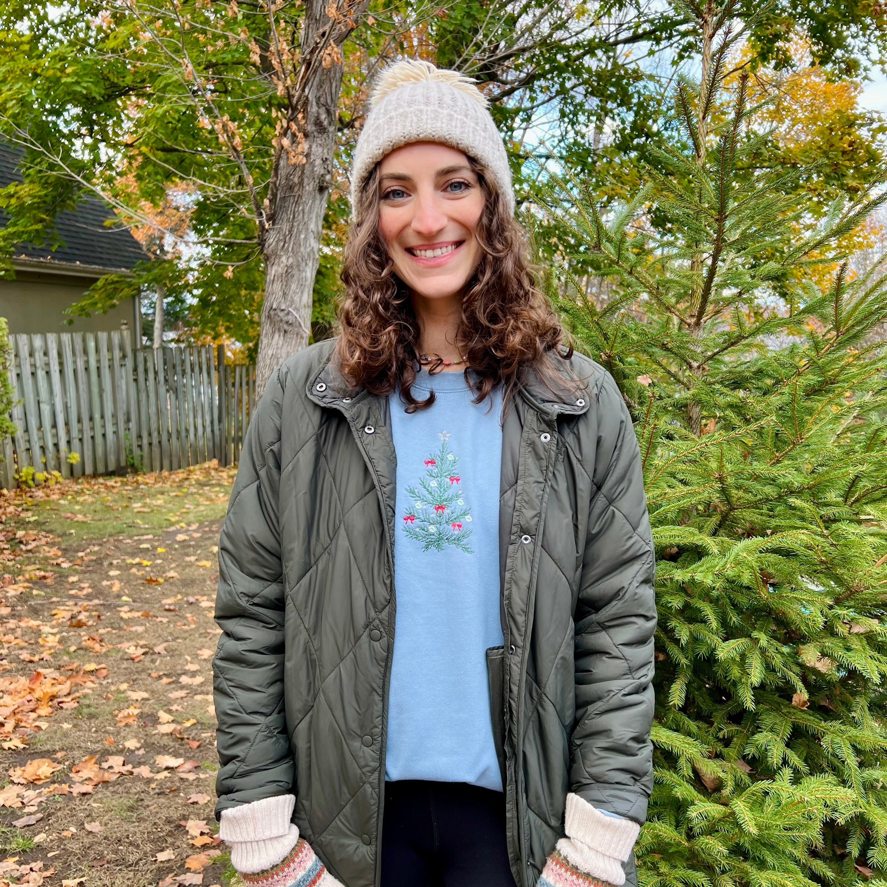 Blue Christmas Tree Crewneck