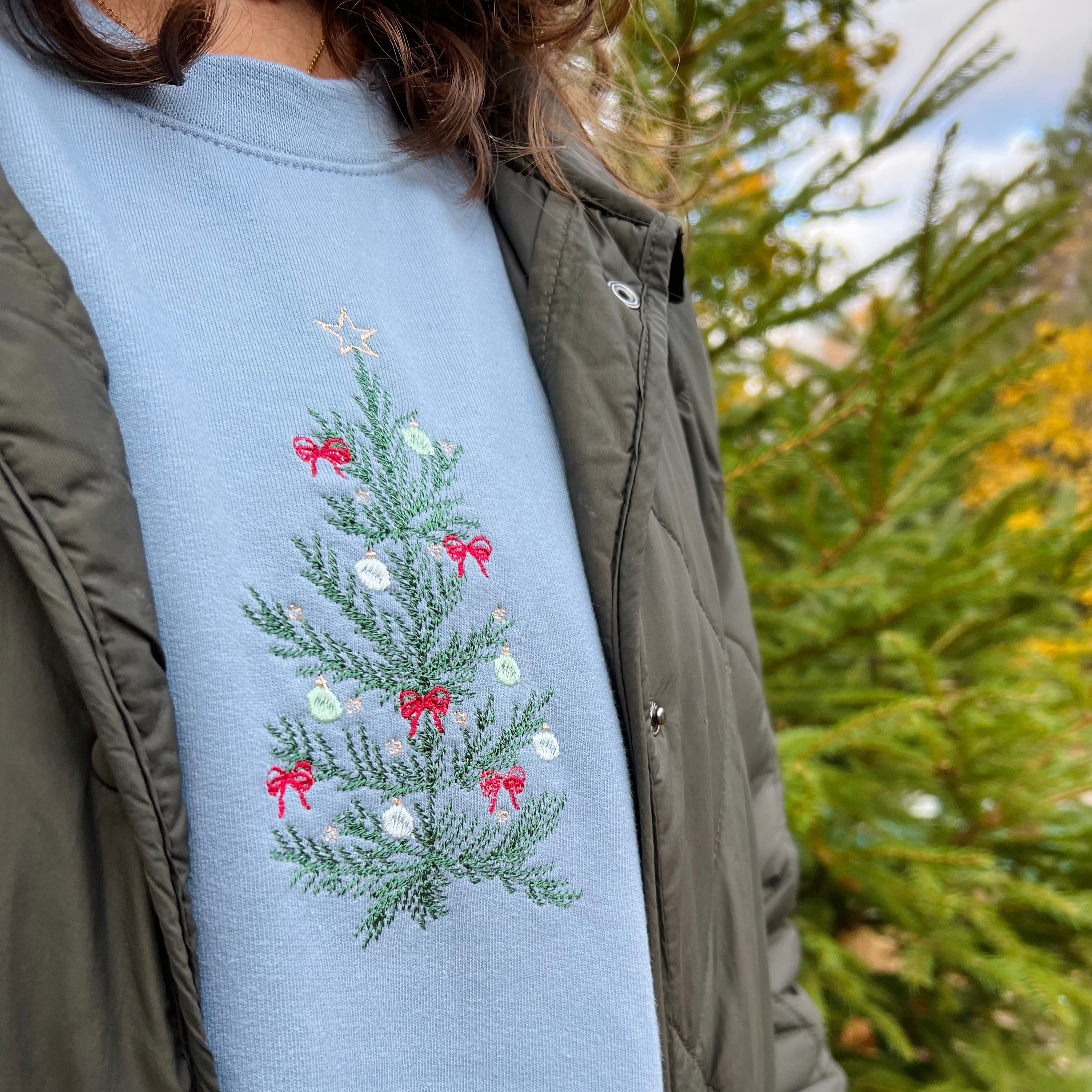 Blue Christmas Tree Crewneck