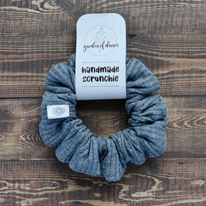 Grey Ribbed Bamboo Scrunchie