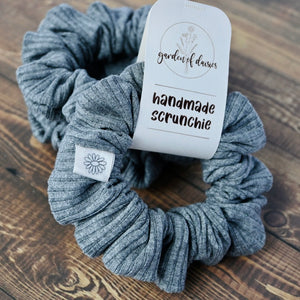 Grey Ribbed Bamboo Scrunchie