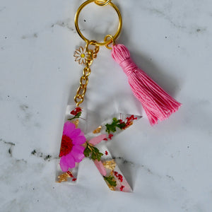 Floral Letter Keychain