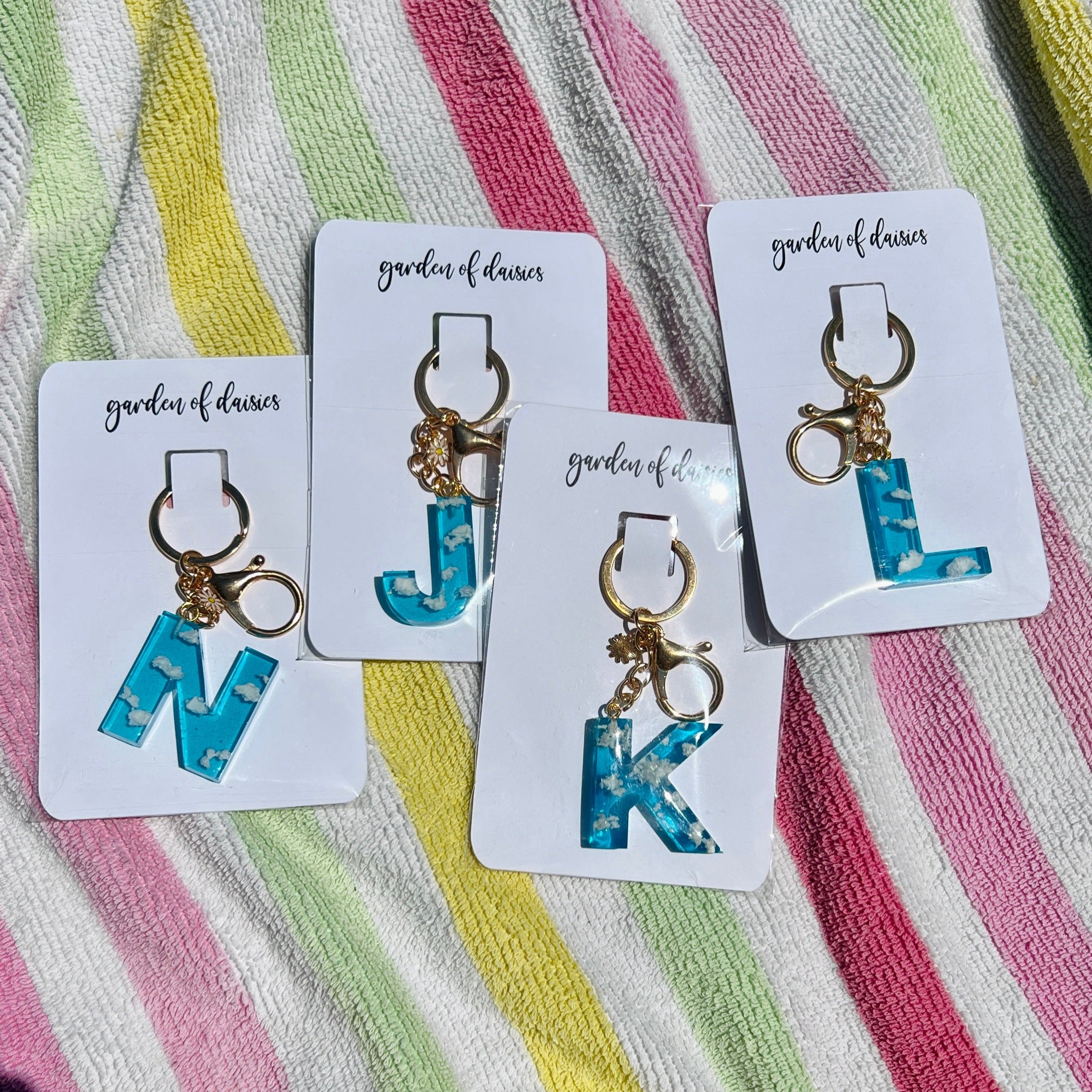Blue Skies Letter Keychain