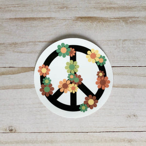 Floral Peace Sign Sticker